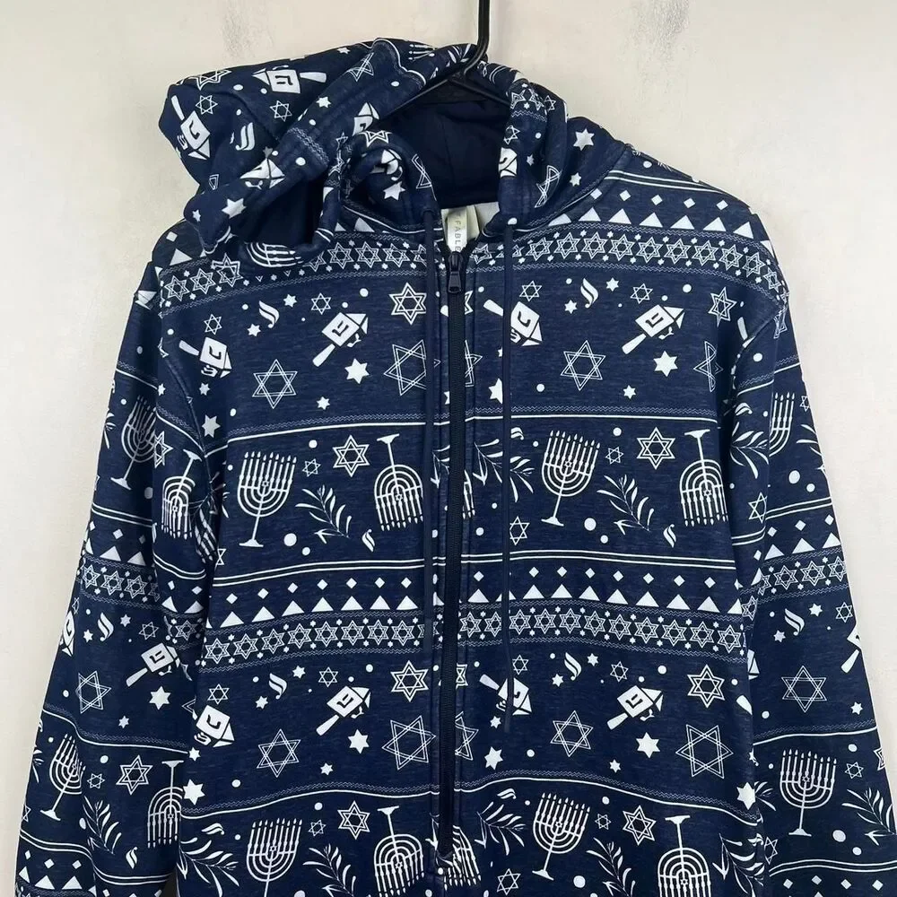 Fabletics Hanukkah Onesie with White Holiday-Themed Pattern  Size S